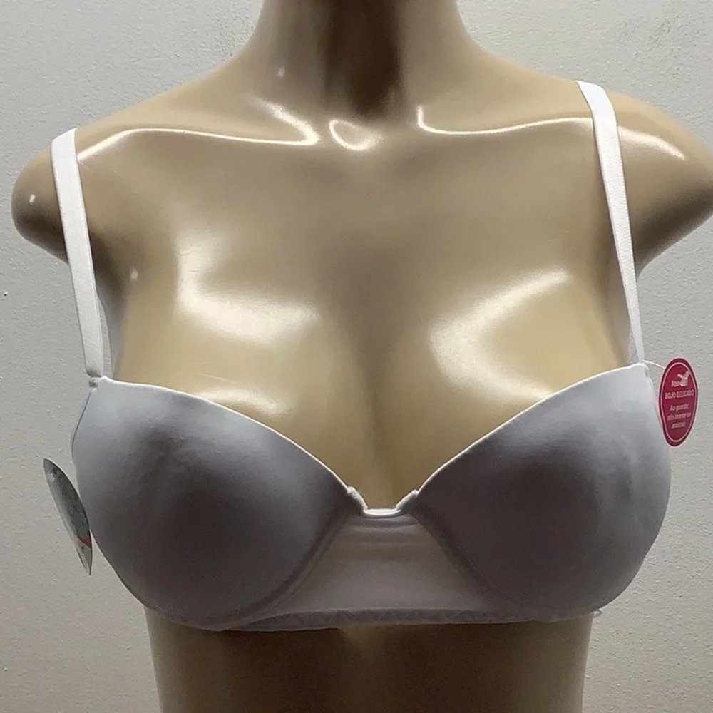 Massam Size Medium White Floral Print Padded Underwire Bra. Made in Brazil. New.